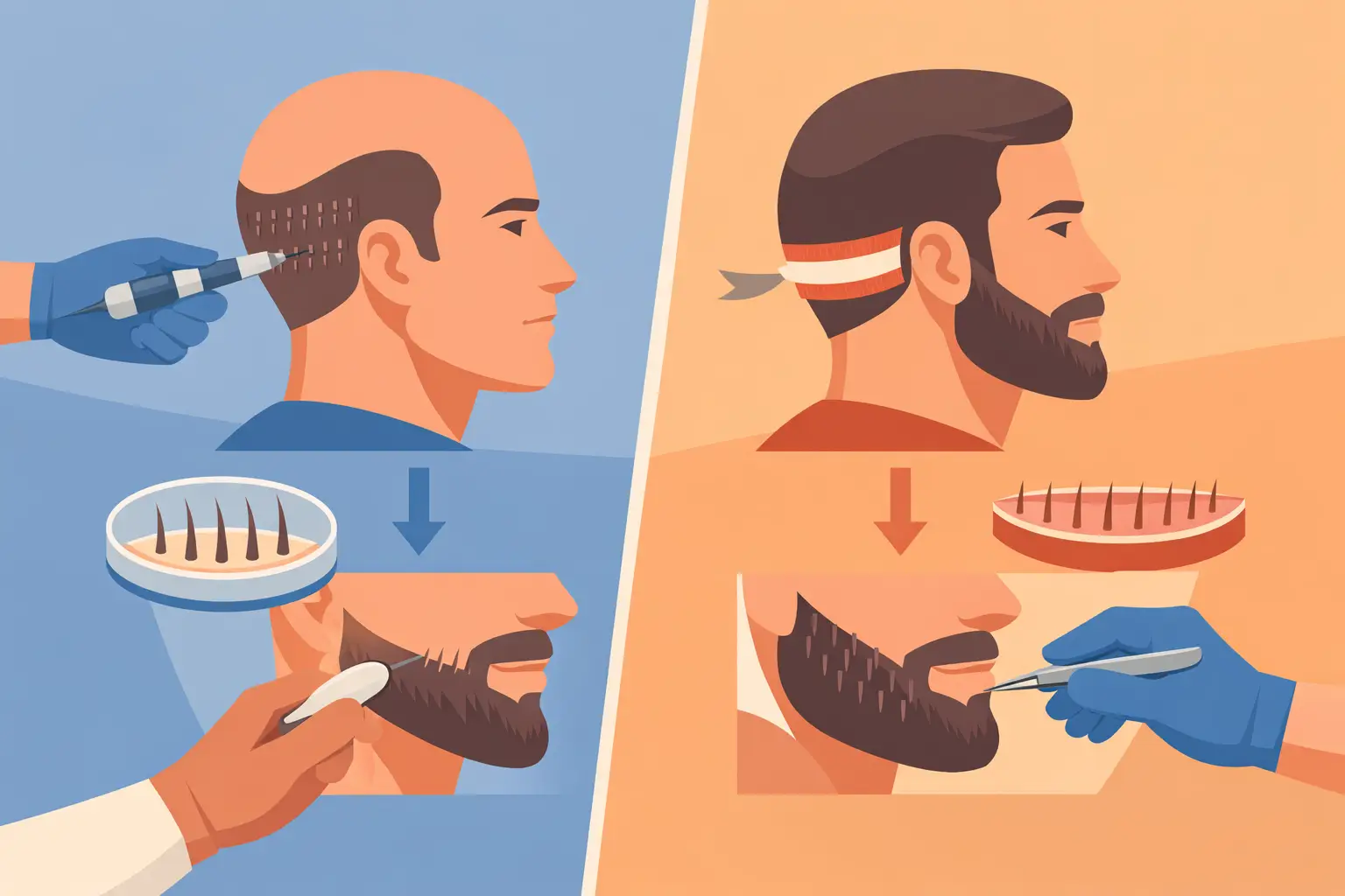 Best Beard Transplant Methods: FUE vs. FUT